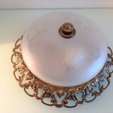Round ceiling lamp in frosted glass art deco style