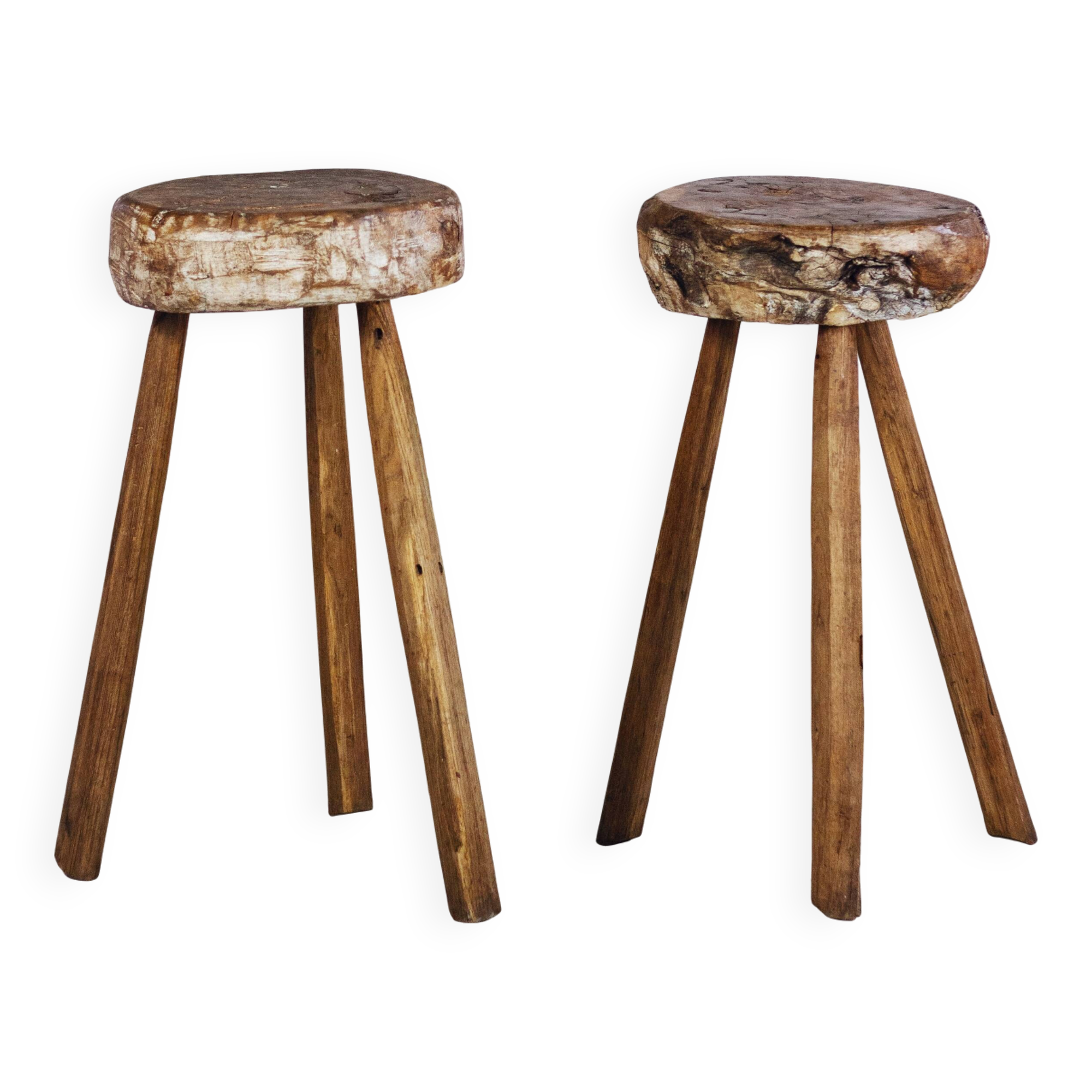 Brutalist bar stool in elm wood