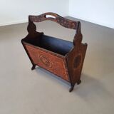 Hand paint decorated magazine holder 1960s