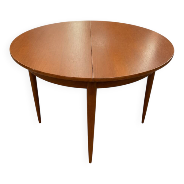 Grande table à manger extensible française en teck – années 1960