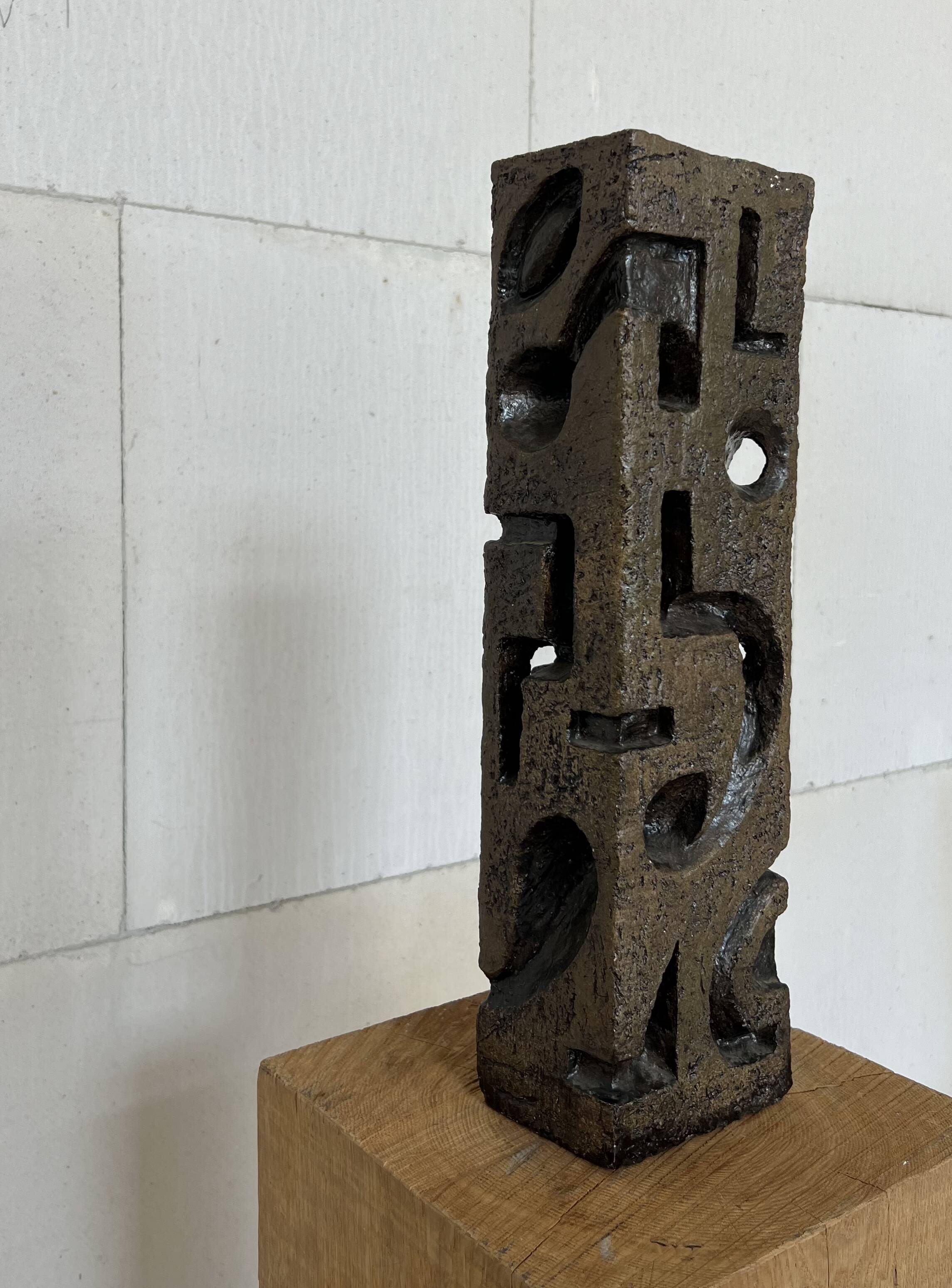 Large Brutalist Ceramic Sculpture – Abstract Totem Form, c. 1960s–70s