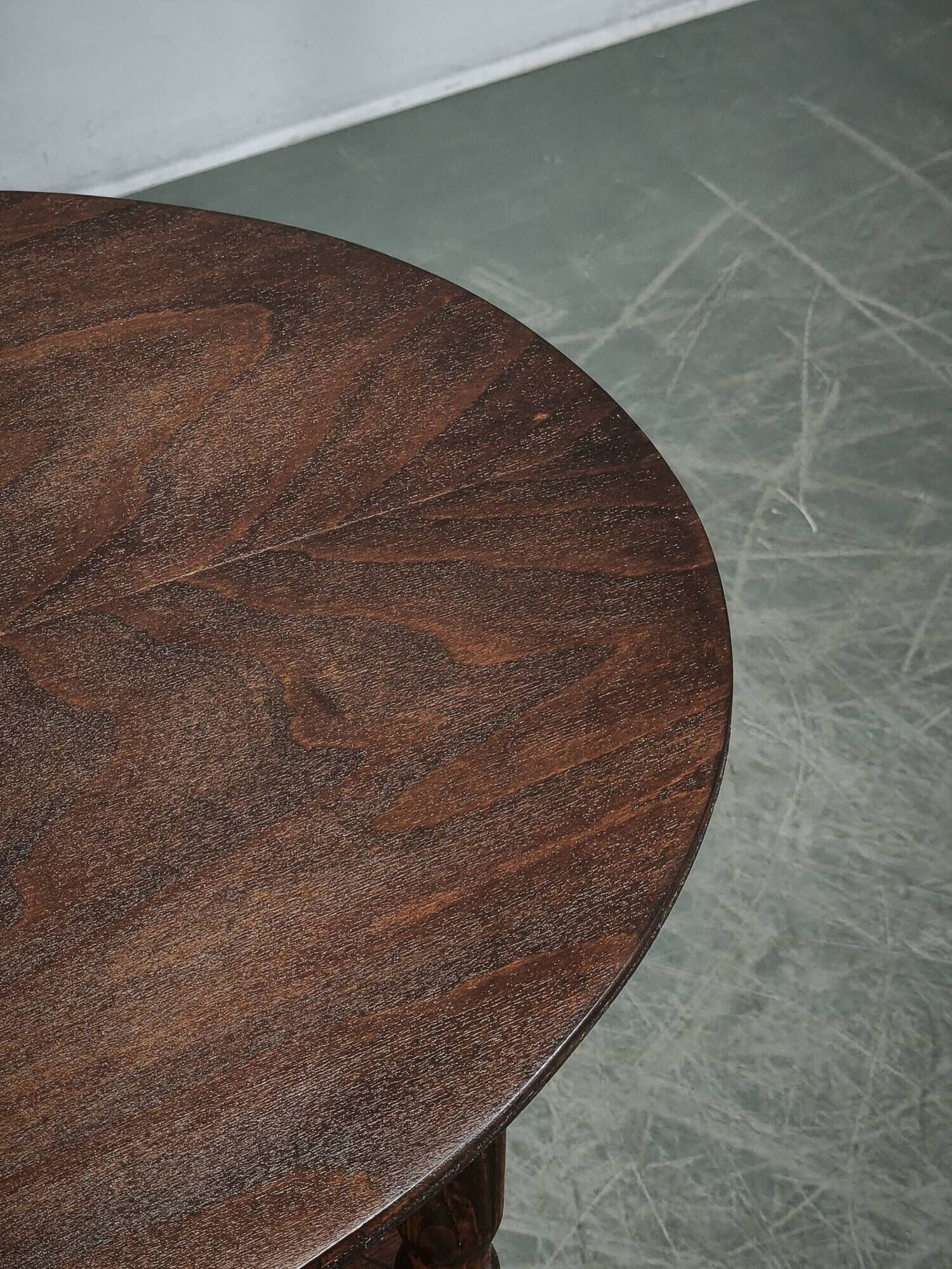 1920s Czech Art Deco Oval Beech Side Table with Lower Shelf