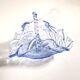 Blue pressed-moulded glass basket dish Meisenthal? Ashtray 1920