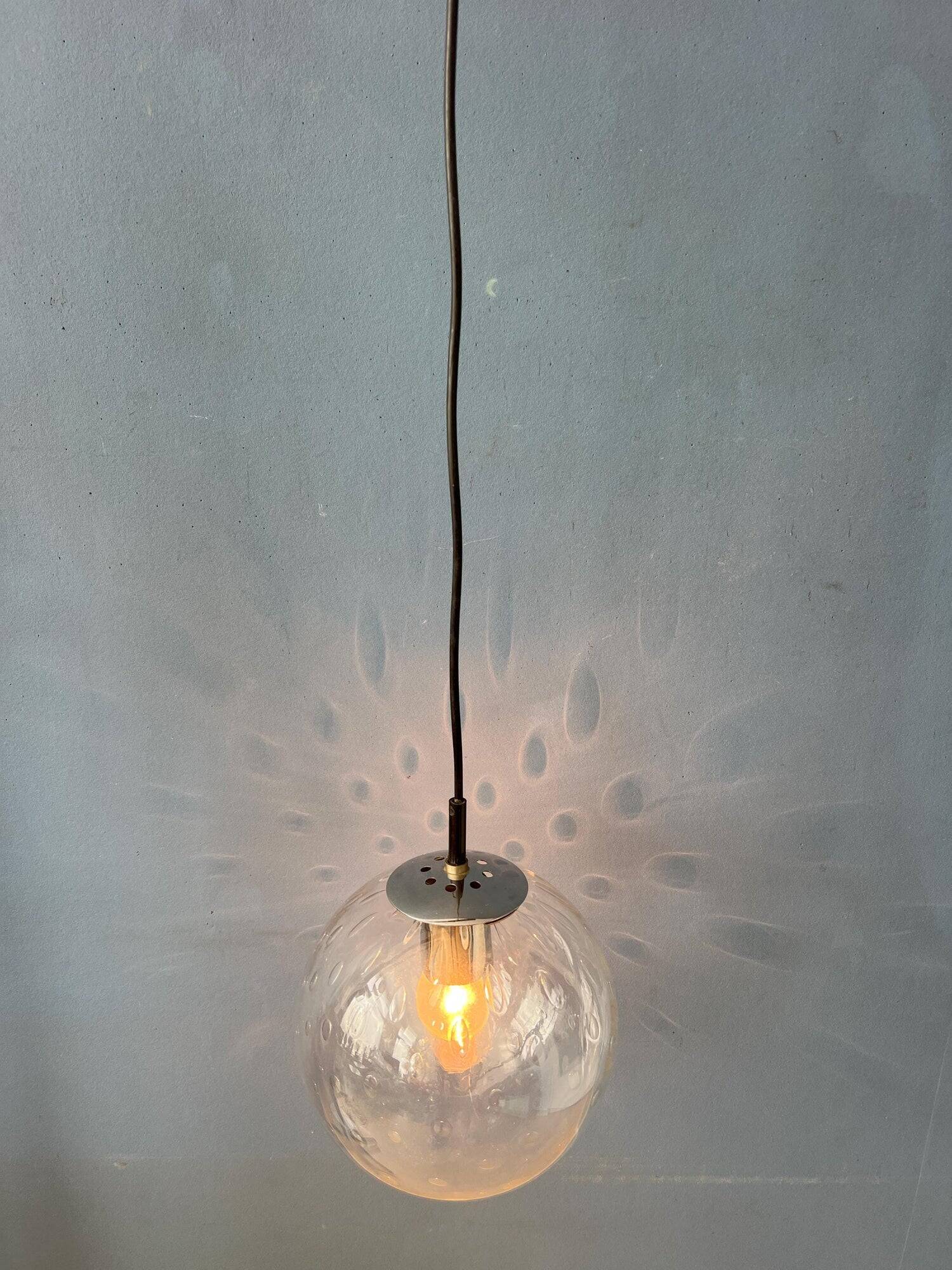 Suspension vintage en verre grainé Raak