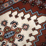 Tapis vintage fait main Berbère en laine bordeaux et blanc (81cm x 170cm)