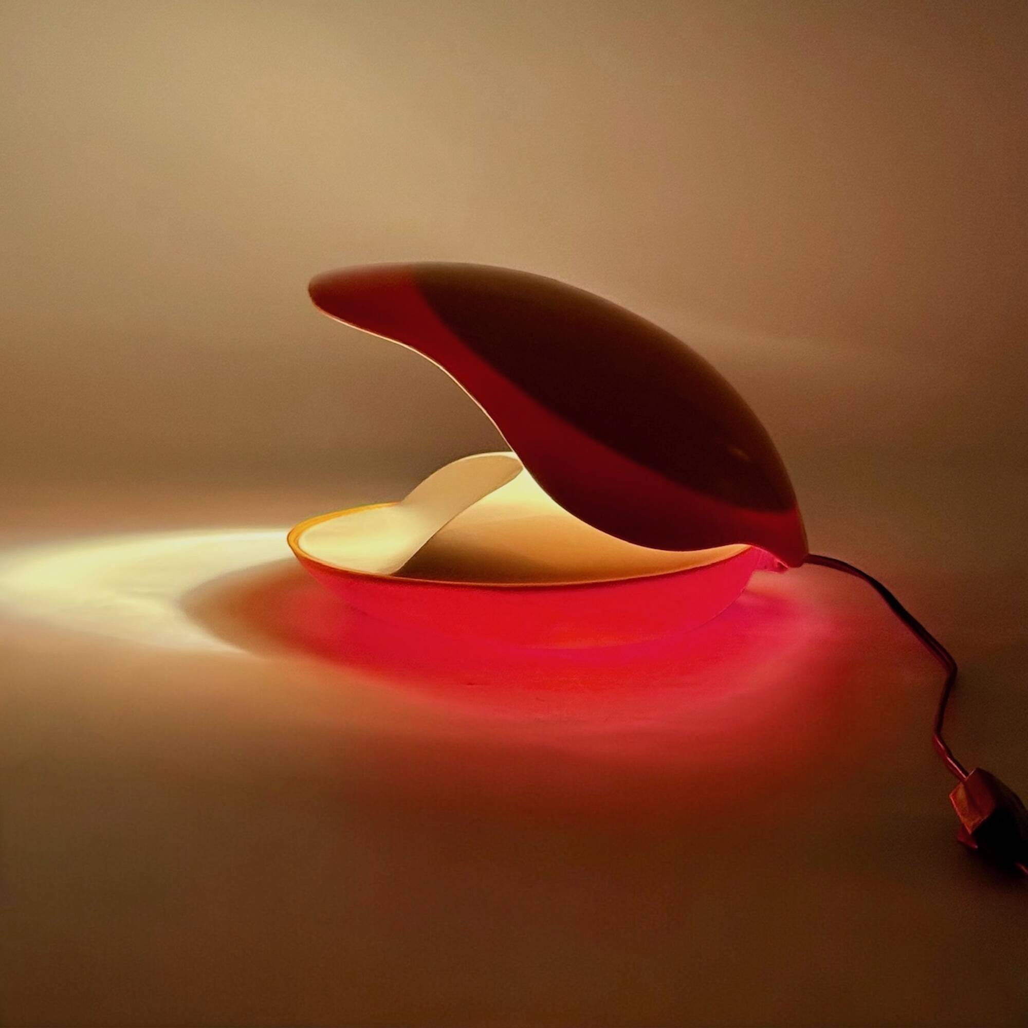 Lampe Oyster orange vintage par Gamma3, design italien des années 1970