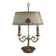 Lampe bouillotte à 2 lumières en laiton de l'Empire français, design floral peint à la main