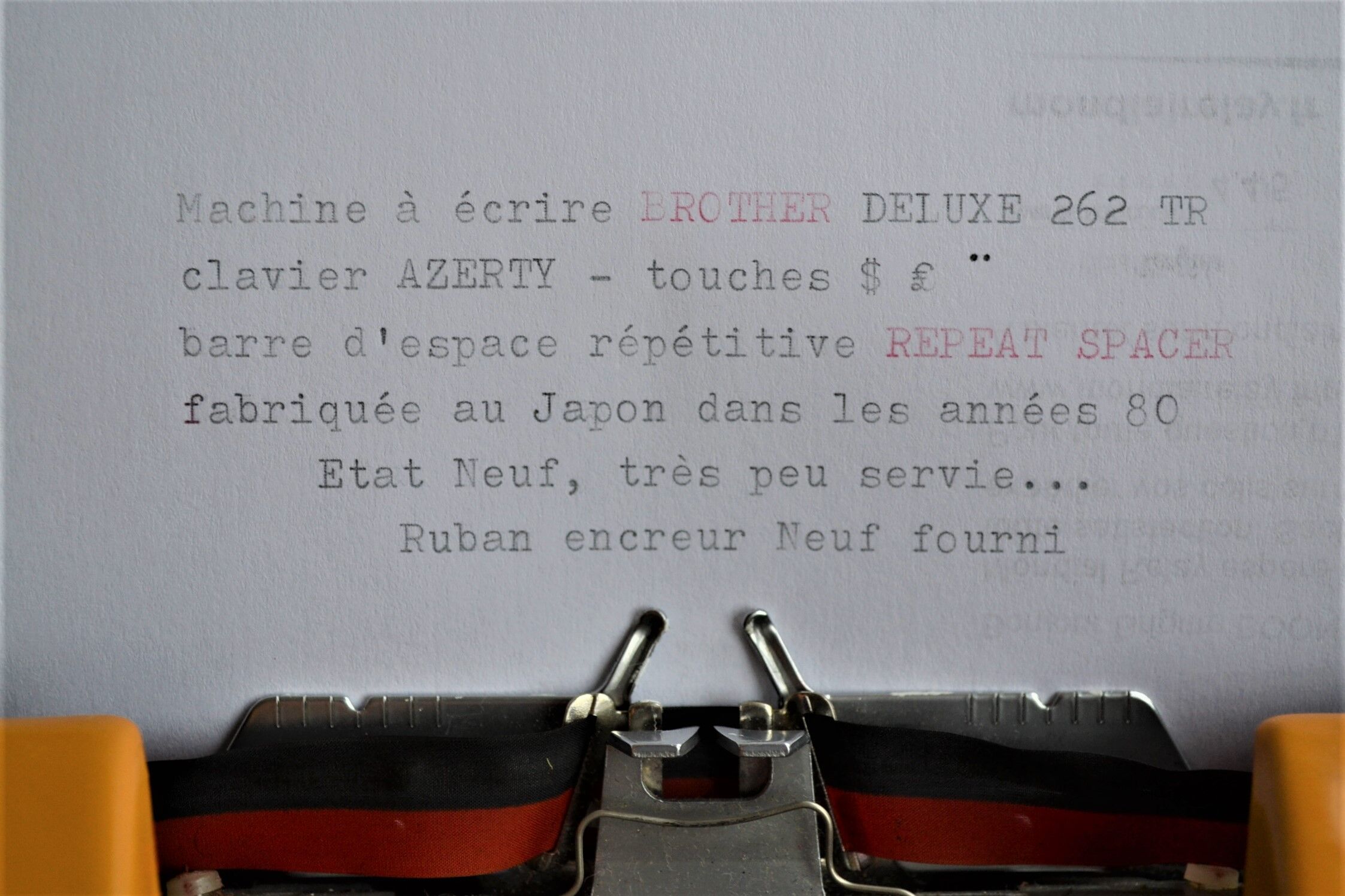 Brother deluxe 262tr orange mechanical typewriter