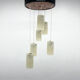 Mid-century cascade wood & crushed plastic pendant light, 1970's