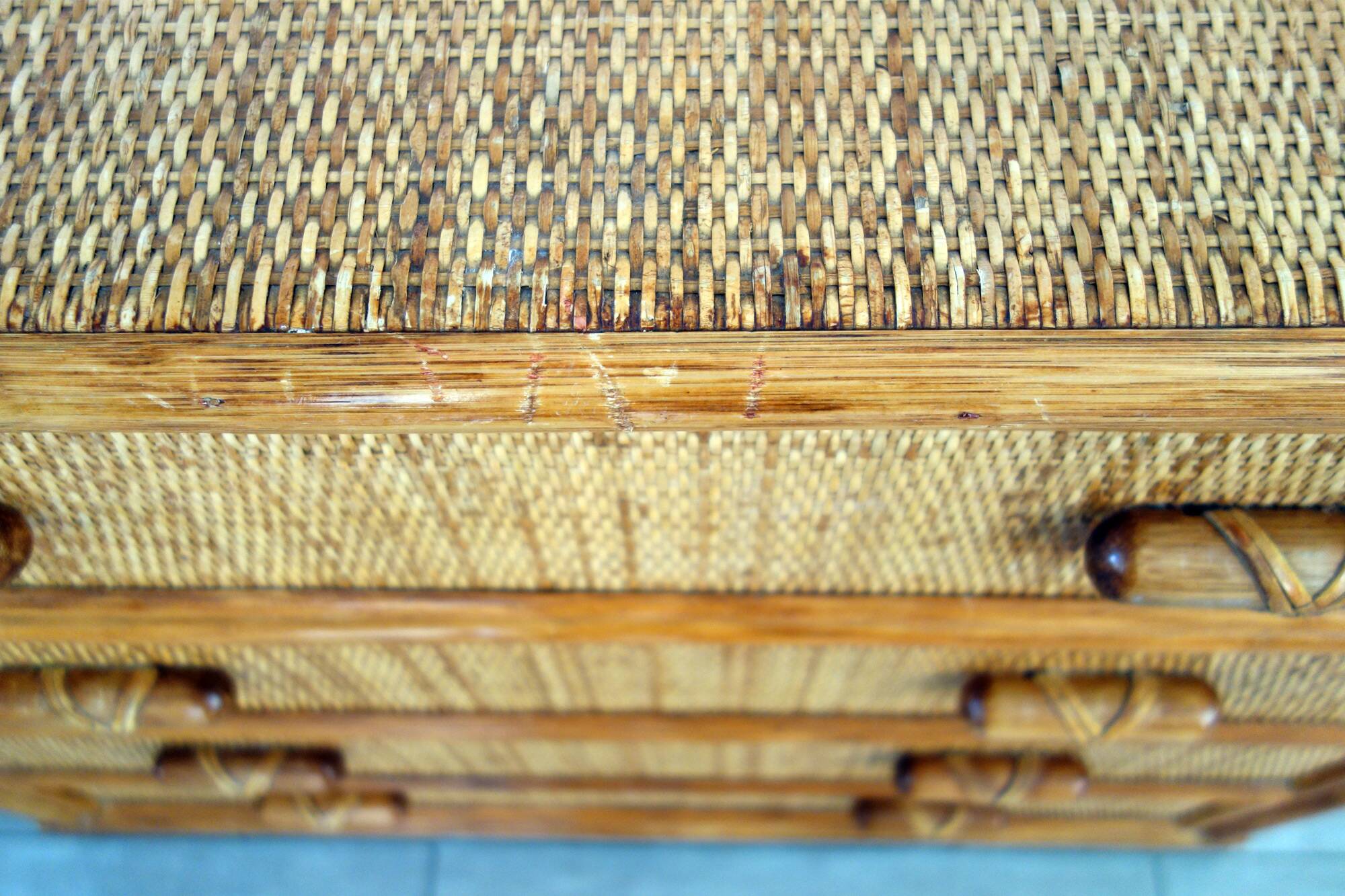 Vintage rattan chest of drawers