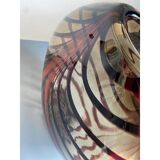 Abstract vase in fumè murano glass and red reeds