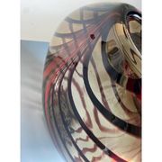 Abstract vase in fumè murano glass and red reeds