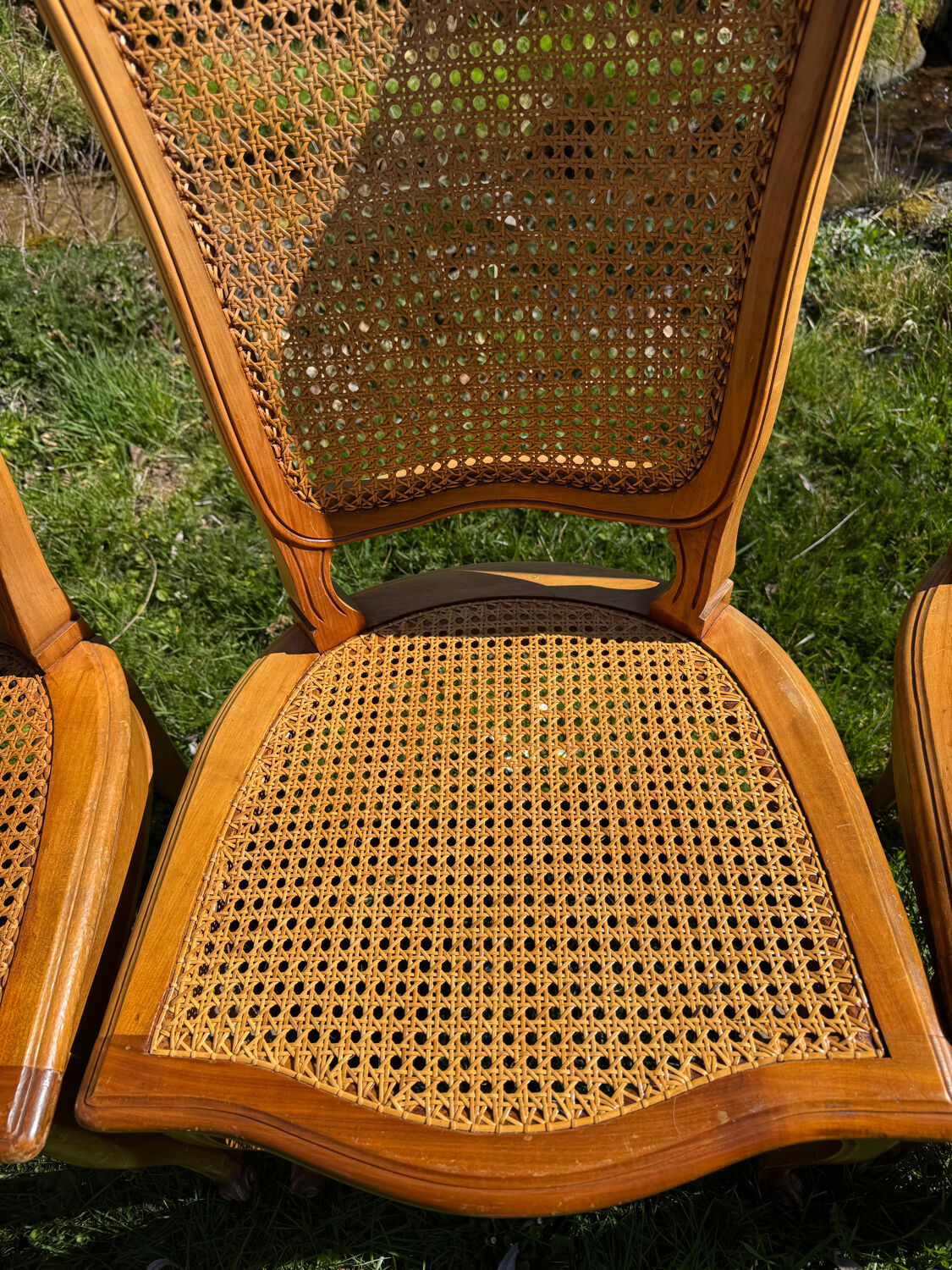 4 caned chairs in cherry wood – Louis XV style