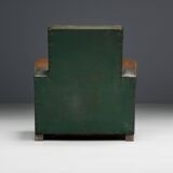 Art Deco Leather Club Chairs, France, 1930s