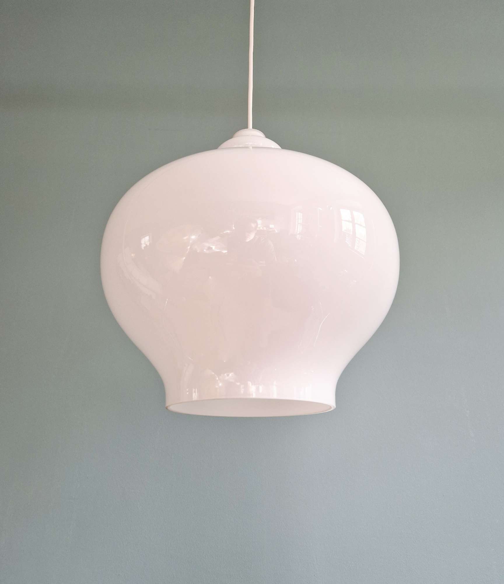 Large Scandinavian suspension light in white opaline, H.A. Jakobsson, 1960
