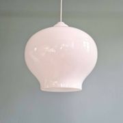 Large Scandinavian suspension light in white opaline, H.A. Jakobsson, 1960