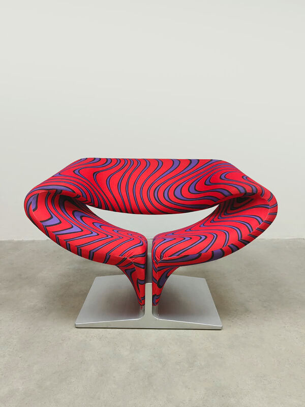 Fauteuil Ribbon vintage design néerlandais Pierre Paulin Artifort 'tissu psychédélique Jack Lenor Larsen'