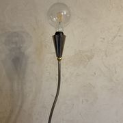 Vintage floor lamp in chrome metal and brass design swiss lumess