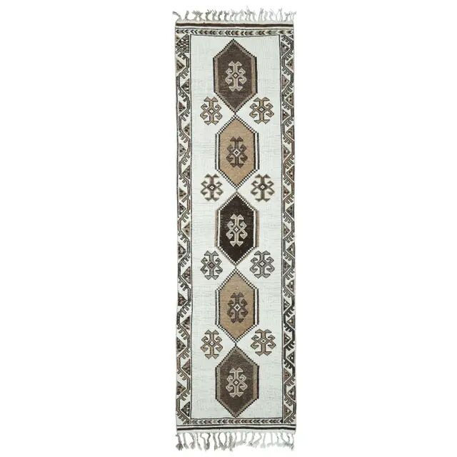 Vintage Turkish Oushak Handmade Wool Runner 100x365