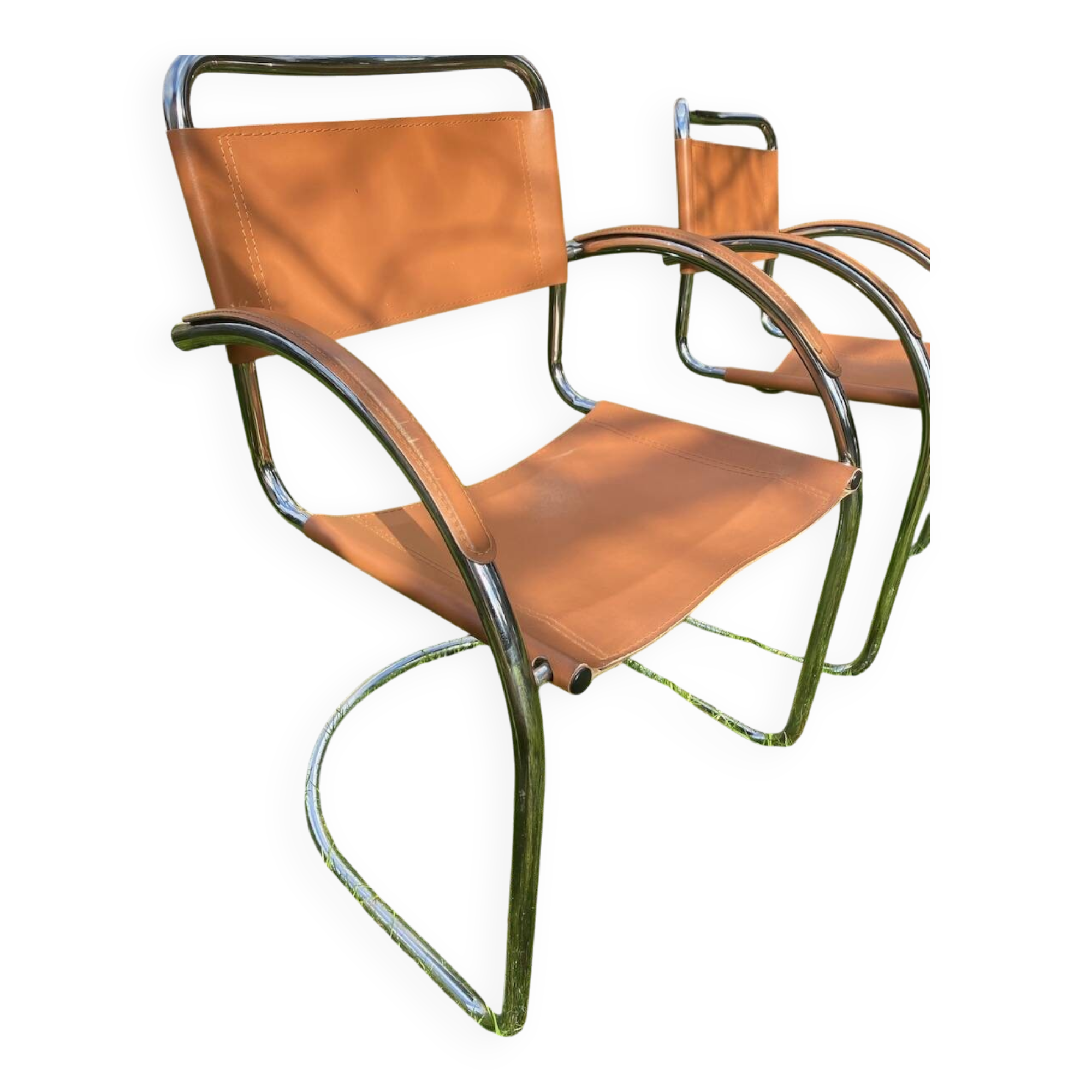 Pair of chrome armchairs, vintage circa 70