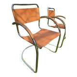 Pair of chrome armchairs, vintage circa 70