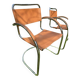 Pair of chrome armchairs, vintage circa 70