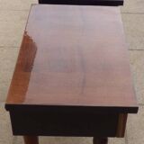 2 Bedside tables typical of the 50s in mahogany-colored varnished wood.