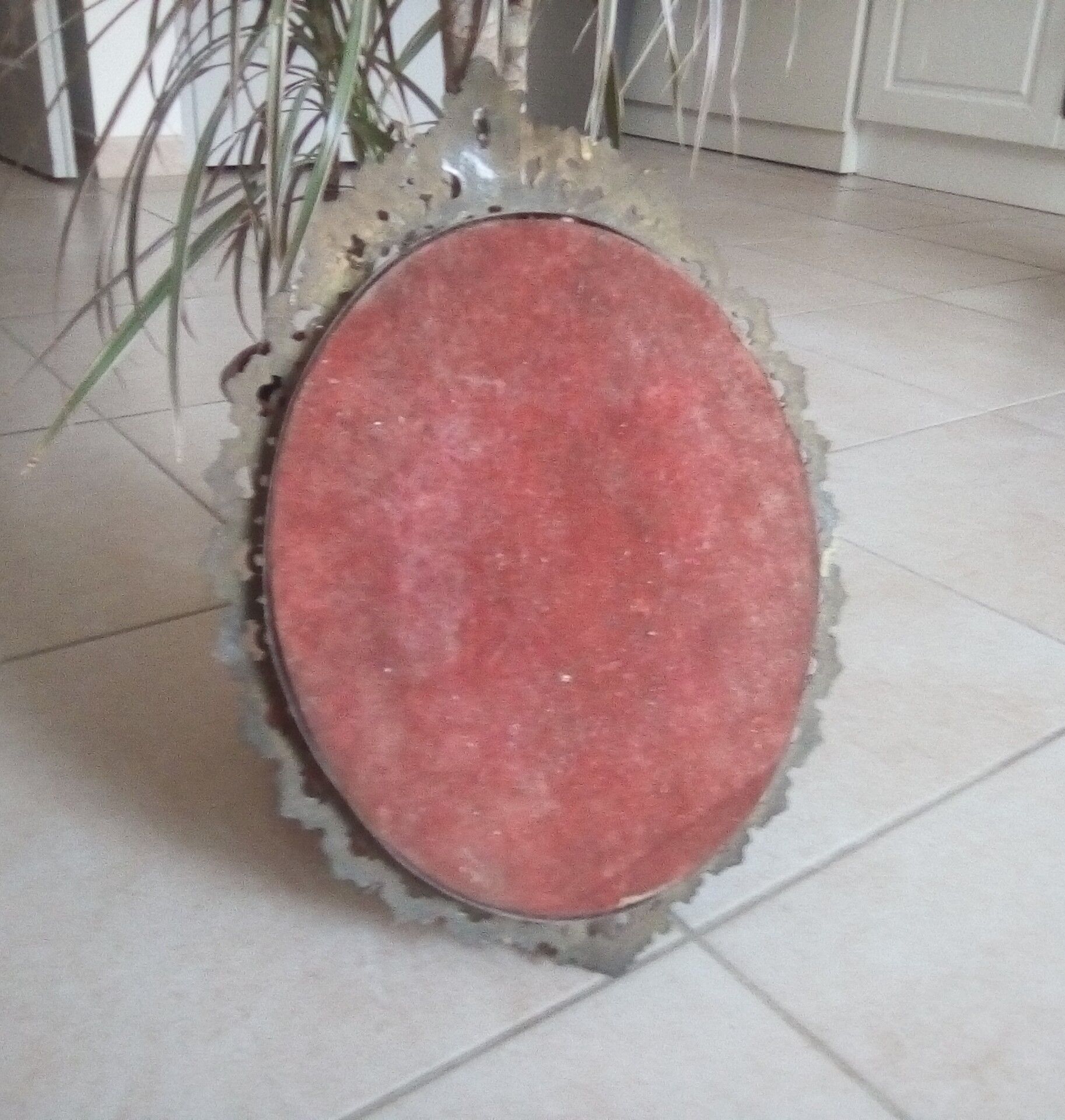 Old oval mirror 41x29 baroque style brass frame