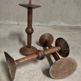 3 spikes -candles in solid oak 1950s