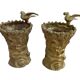 Pair of vases, solid bronze, gilded, early 20th century work, dove decoration, sheaf of wheat, art