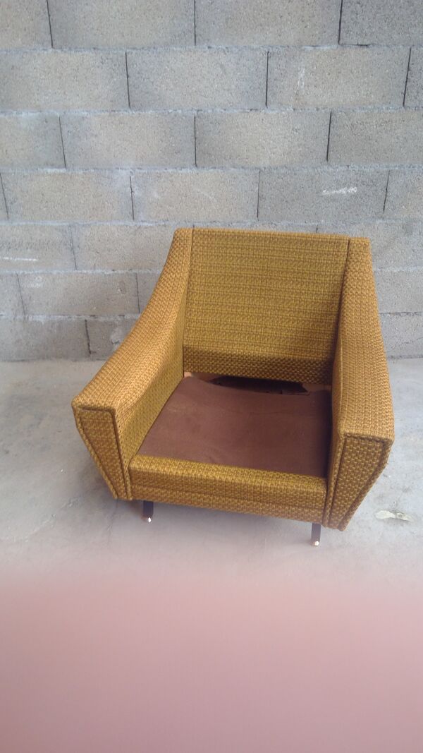 Paire de fauteuils années 60 vintage jaune doré