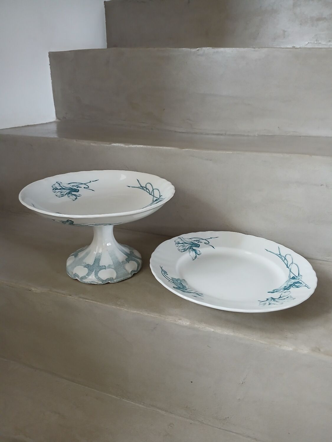 2 antique ironstone compote dishes