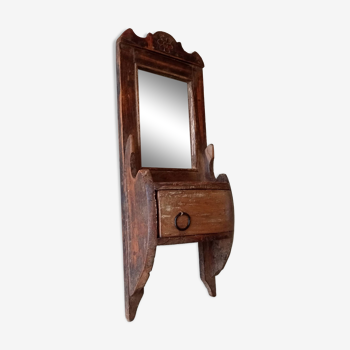 Miroir de barbier ancien en teck début XXeme