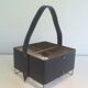 Leather, brass and gold metal bottle holder