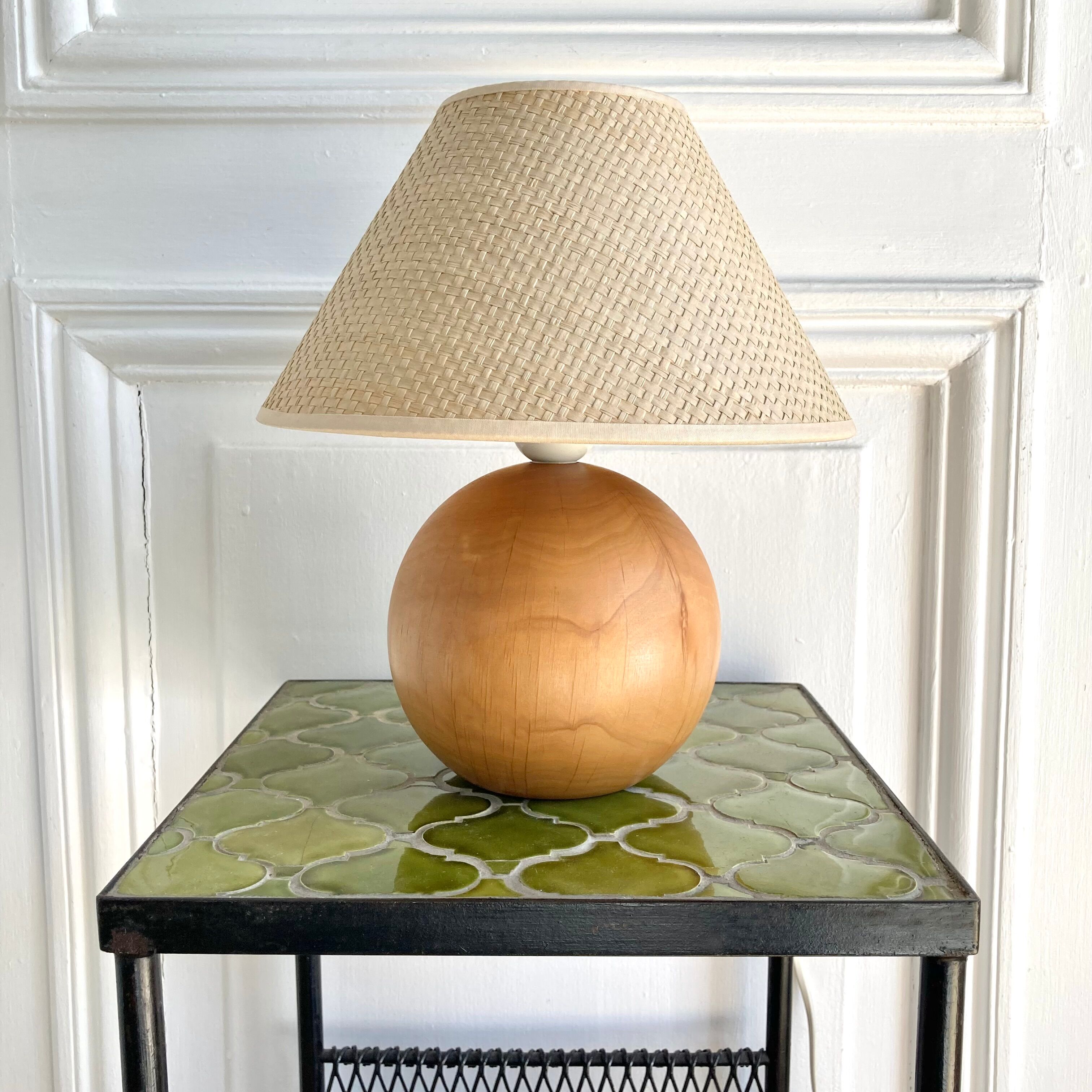 Blond wood ball lamp