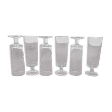 Set of 6 flutes 70s Luminarc Arcoroc