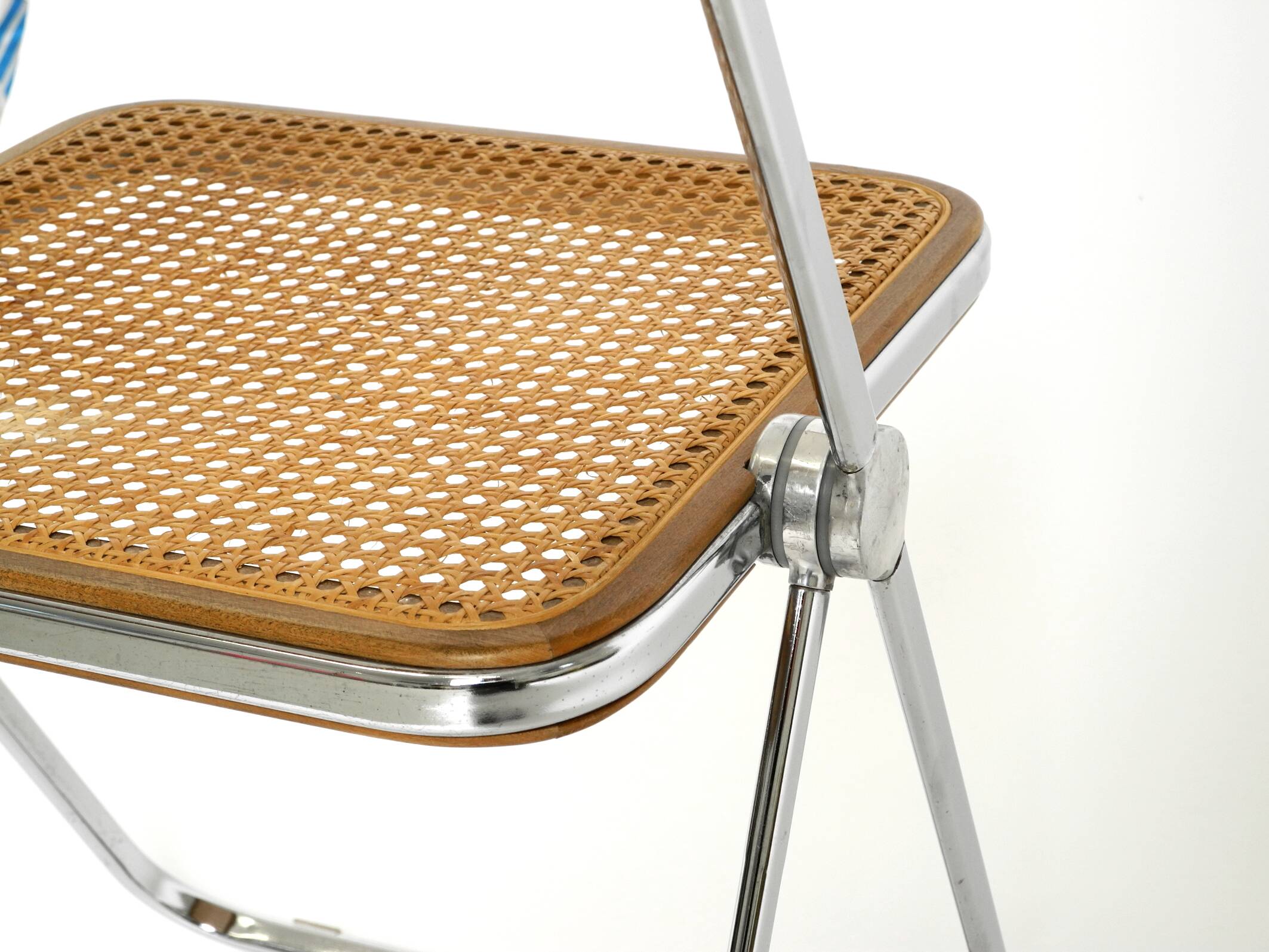 Chaise pliante Plia des années 1970 avec cannage de Vienne par Giancarlo Piretti pour Castelli