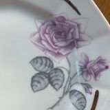 6 small plates in porcelain art deco octagonal shape pattern of roses.