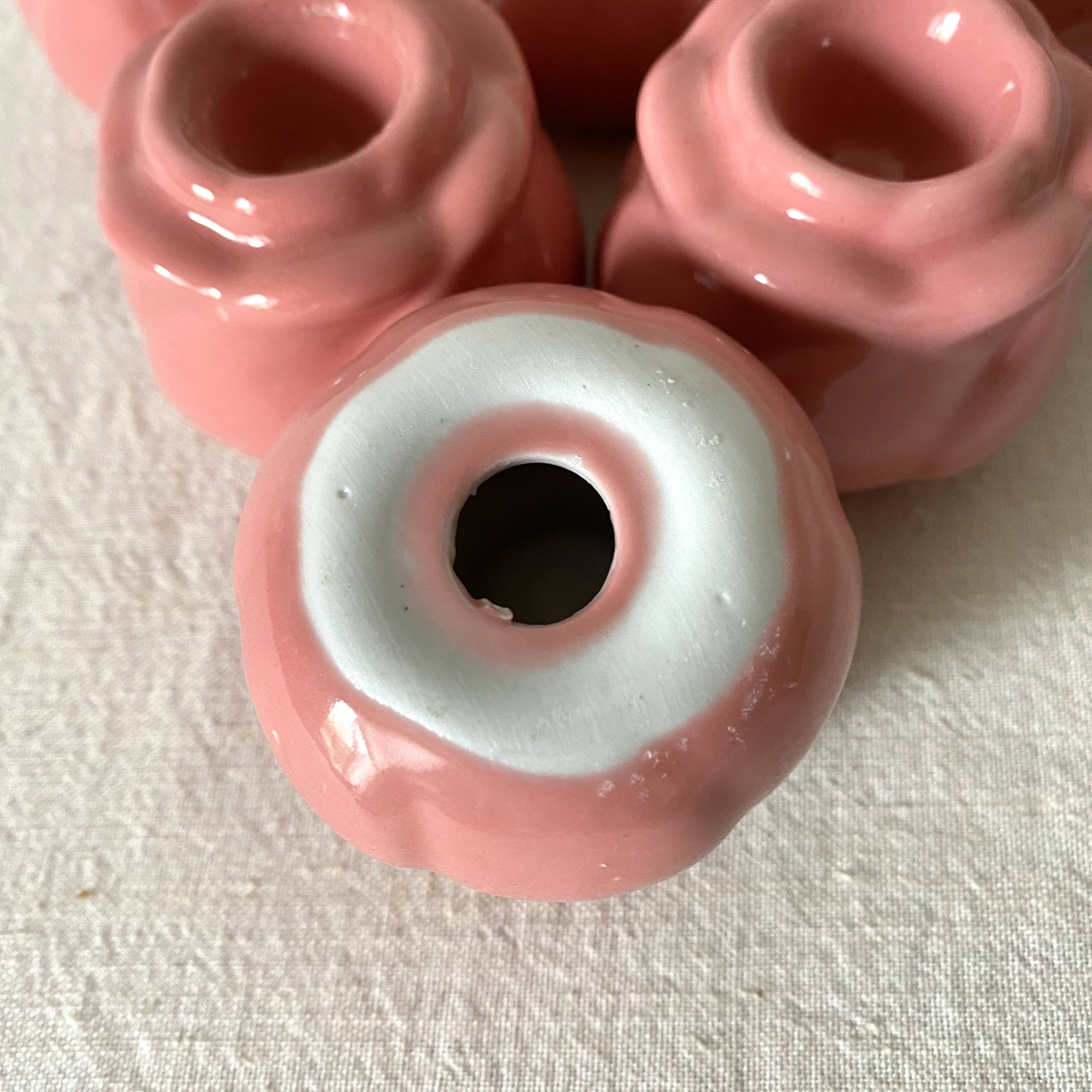 6 rosebud candle holders, 1980s