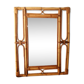 Magnifique miroir rotin vintage 60