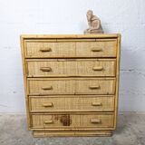 Light rattan chest of drawers with caning