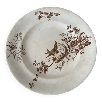 Old flat plate from the Longwy earthenware factory, "Mignon" model