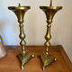 Pair of antique brass virgin spikes