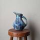 Vintage ceramic carafe, artisan handle vase, country decoration.