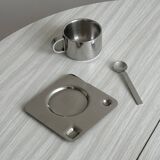 Designer stainless steel cups with tray and spoon