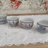 Set of 4 Japanese tea cups without handle pale blue and pink décor