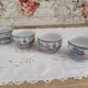 Set of 4 Japanese tea cups without handle pale blue and pink décor