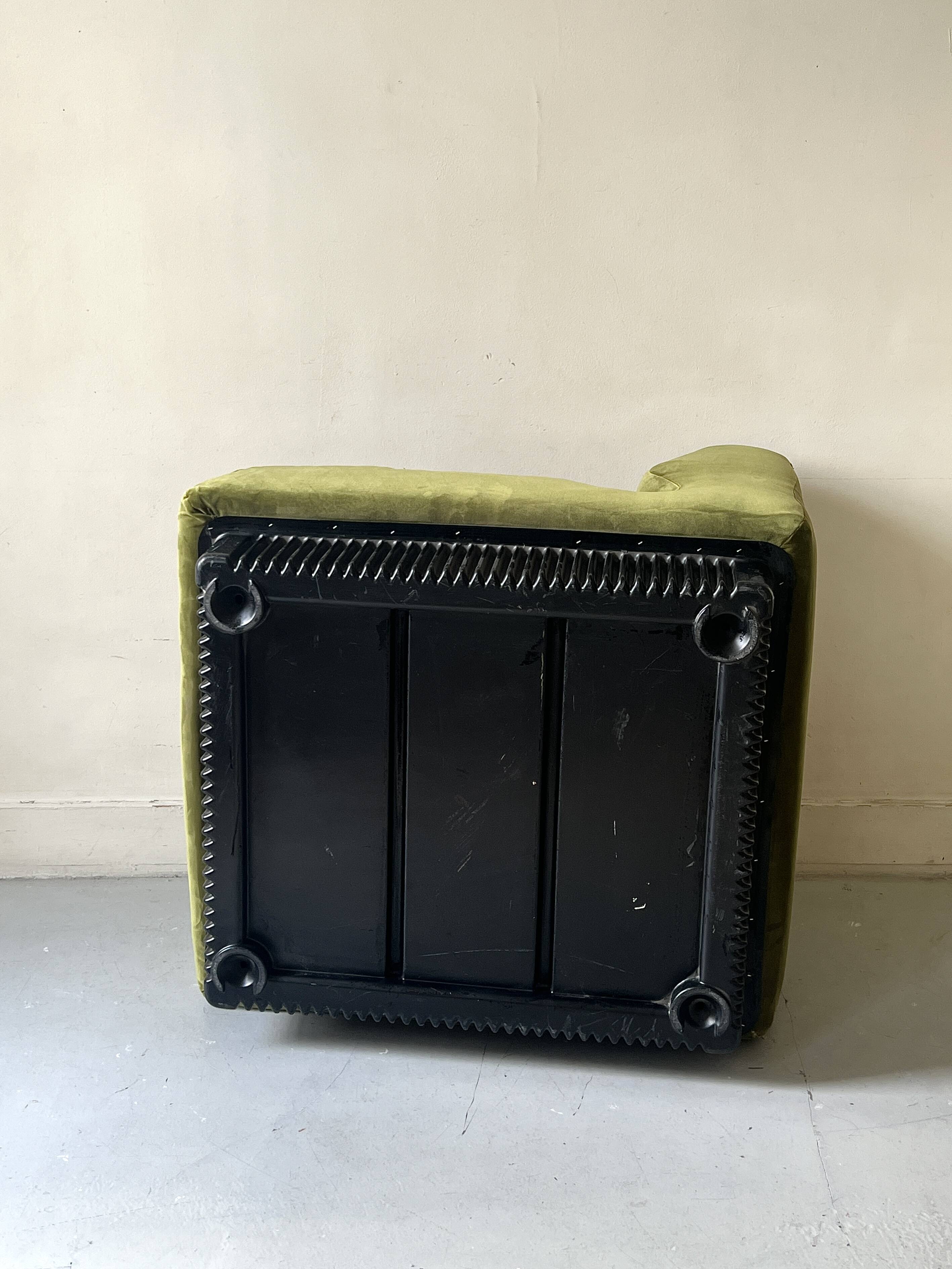 Olive green velvet armchair Slipper Chair Herman Miller USA 1970