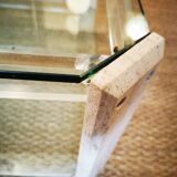 Italian travertine, perspex and glass coffee table, circa 1970