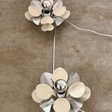 2-light flower floor lamp in French design metal from the 70s vintage